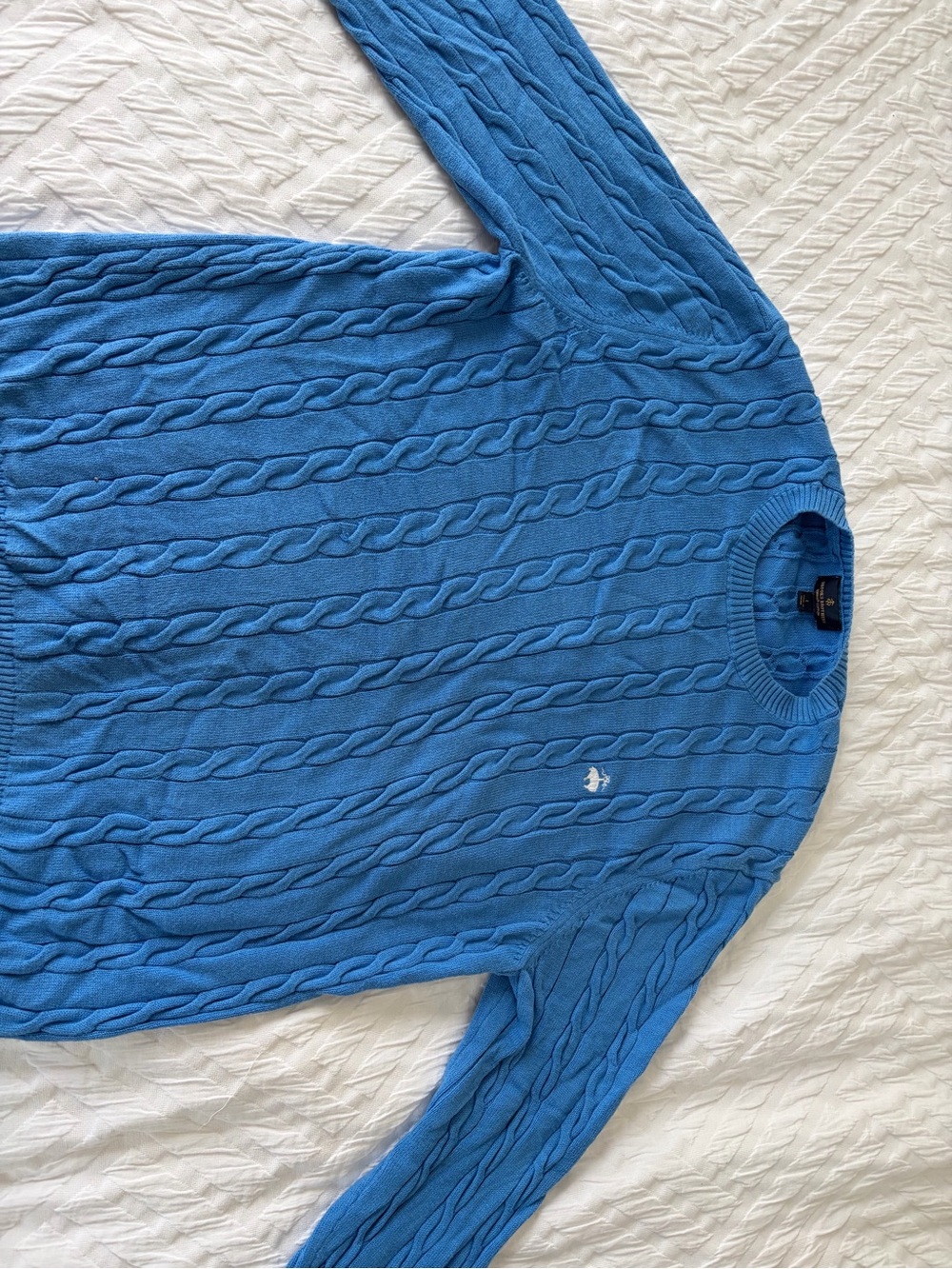Men's Blue Cable Knit Sweater -  Brooks Brothers